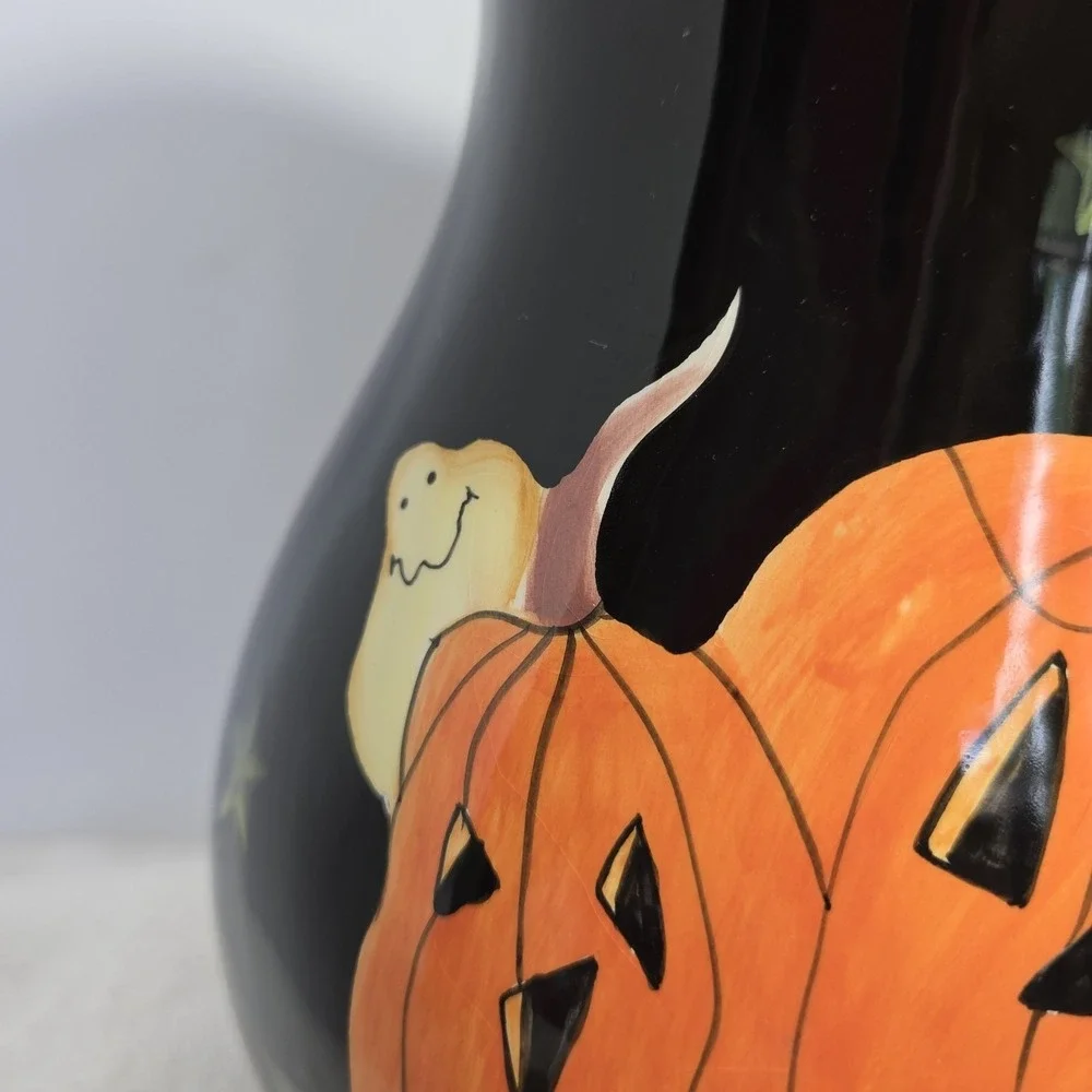 Halloween Ceramic Pitcher Pumpkins Ghosts Stars Black Jack O Lantern Target